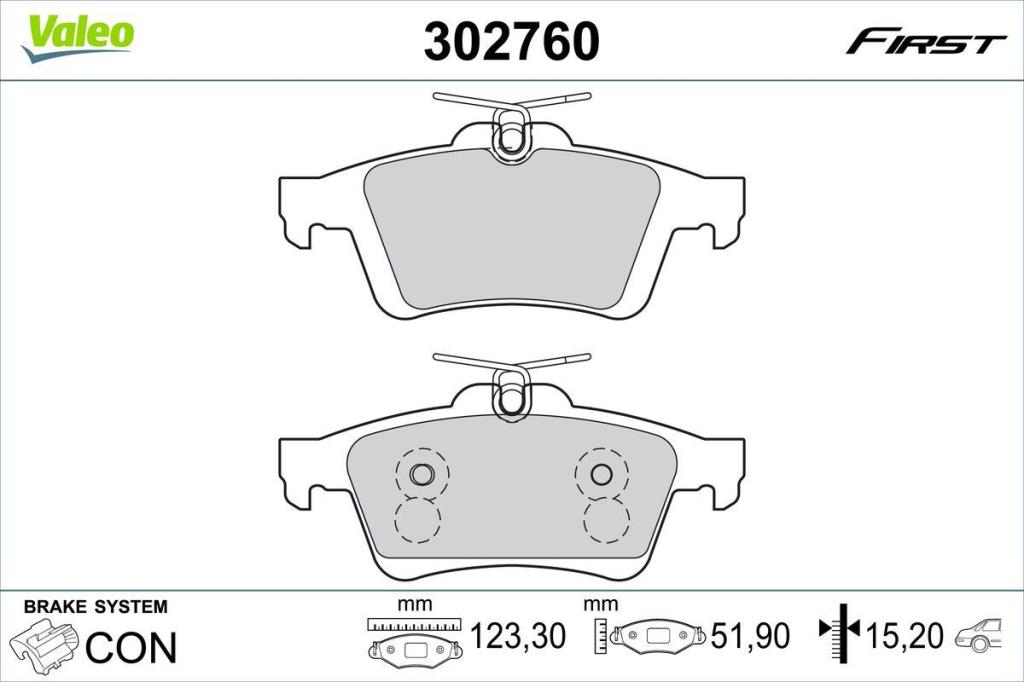 Jeu de 4 plaquettes de frein VALEO ref. 302760
